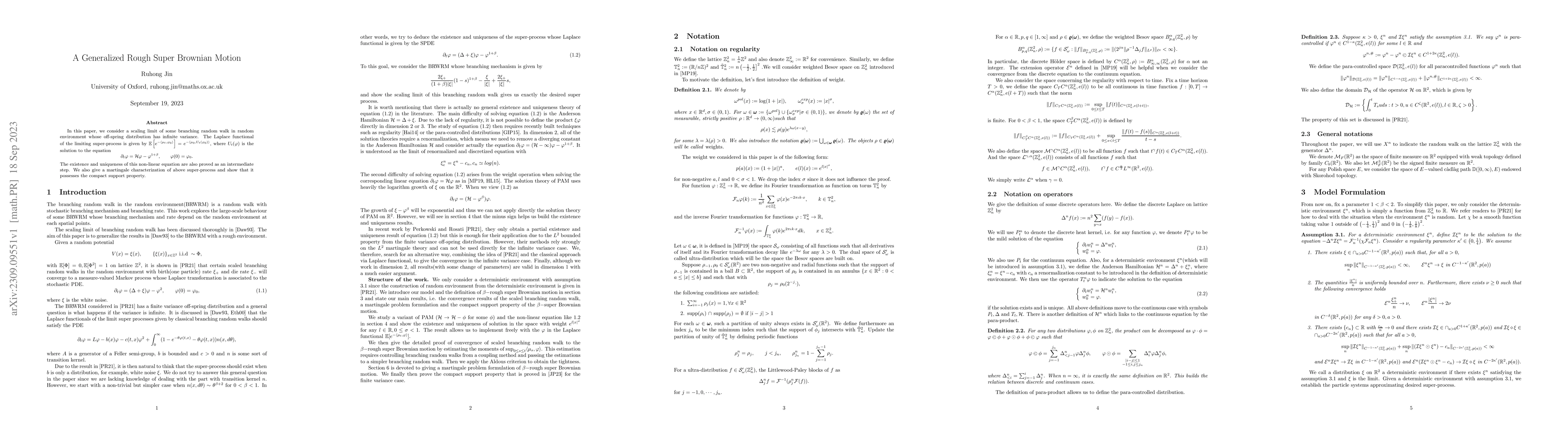 Thumbnail for A Generalized Rough Super Brownian Motion
