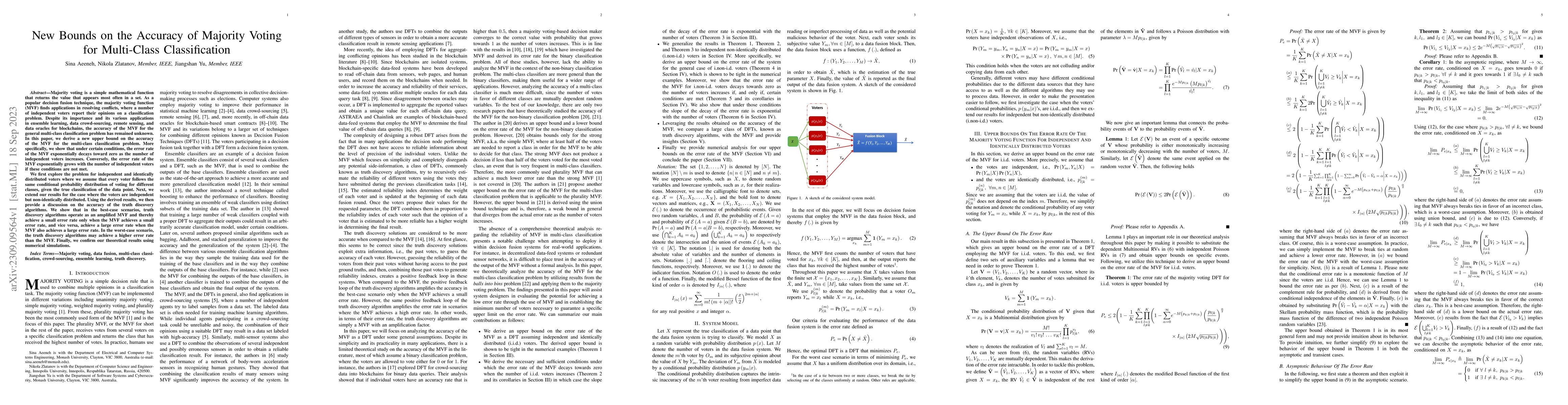 Thumbnail for New Bounds on the Accuracy of Majority Voting for Multi-Class
  Classification