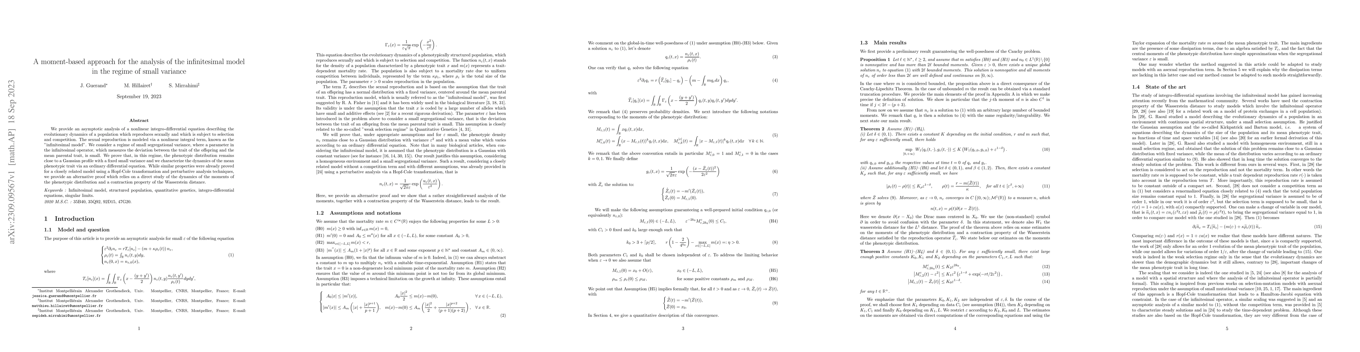 Thumbnail for A moment-based approach for the analysis of the infinitesimal model in
  the regime of small variance