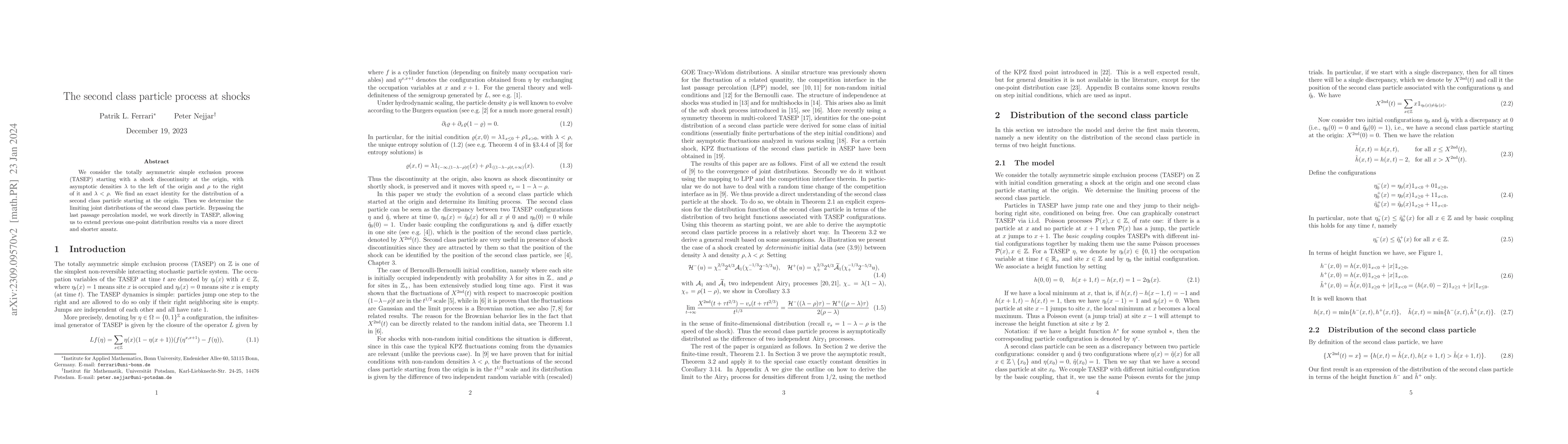 Thumbnail for The second class particle process at shocks
