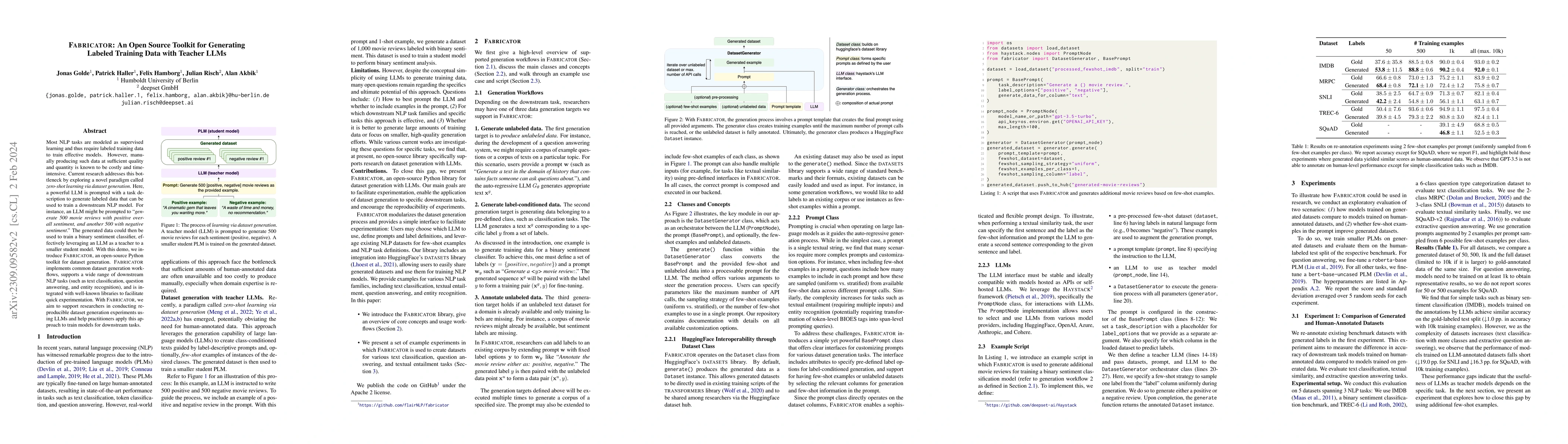 Thumbnail for Fabricator: An Open Source Toolkit for Generating Labeled Training Data
  with Teacher LLMs