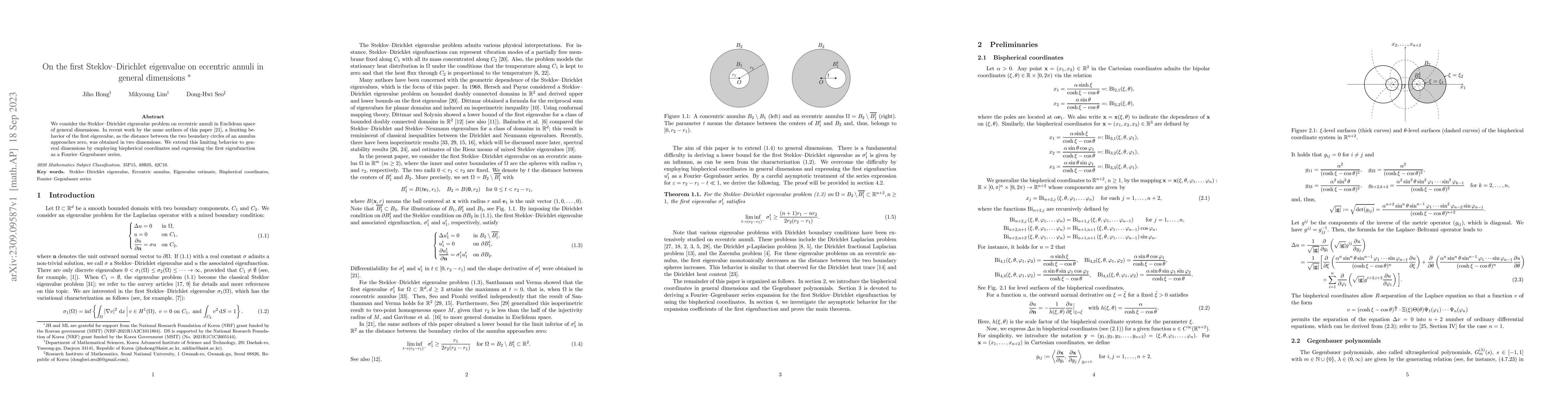 Thumbnail for On the first Steklov-Dirichlet eigenvalue on eccentric annuli in general
  dimensions