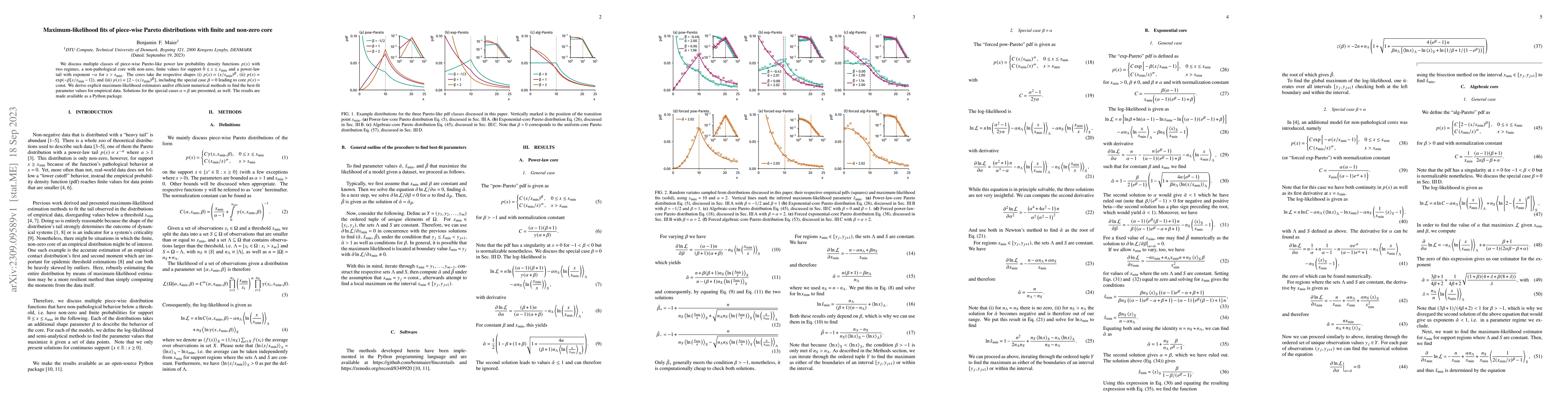 Thumbnail for Maximum-likelihood fits of piece-wise Pareto distributions with finite
  and non-zero core