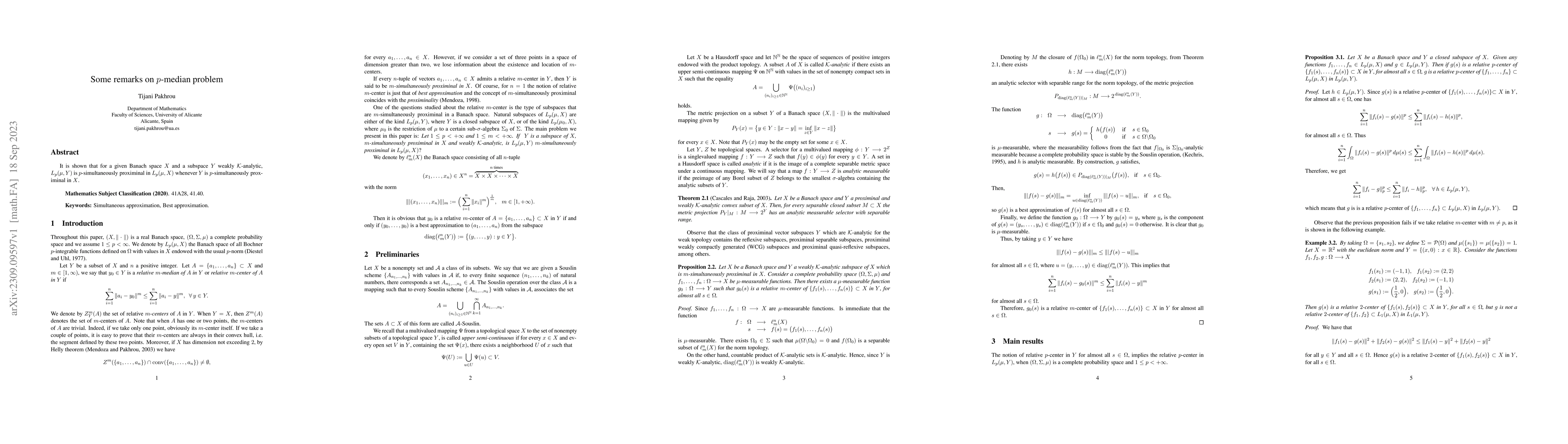 Thumbnail for Some remarks on $p$-median problem