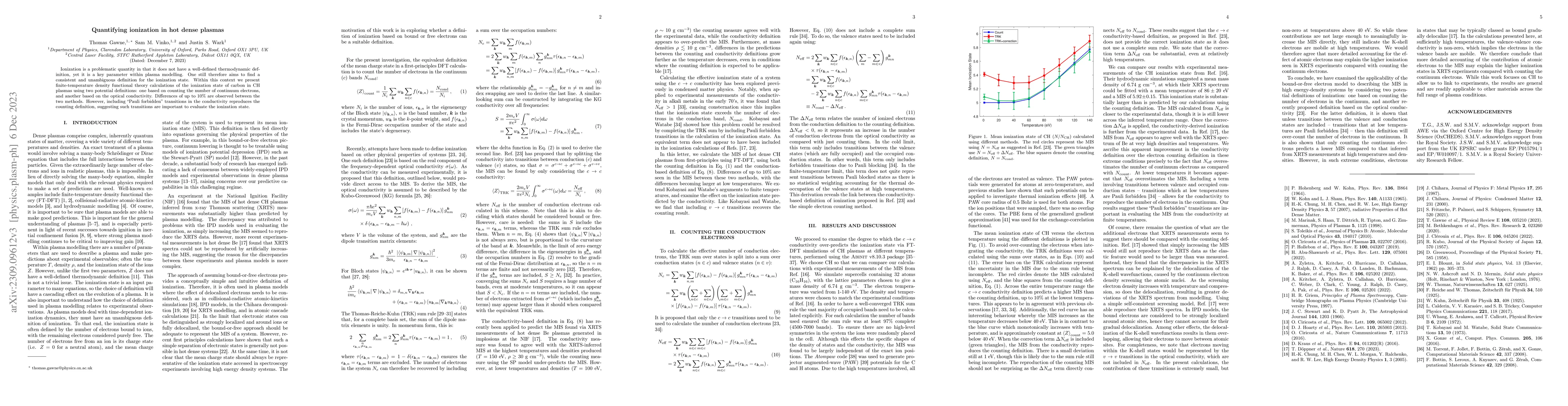 Thumbnail for Quantifying ionization in hot dense plasmas