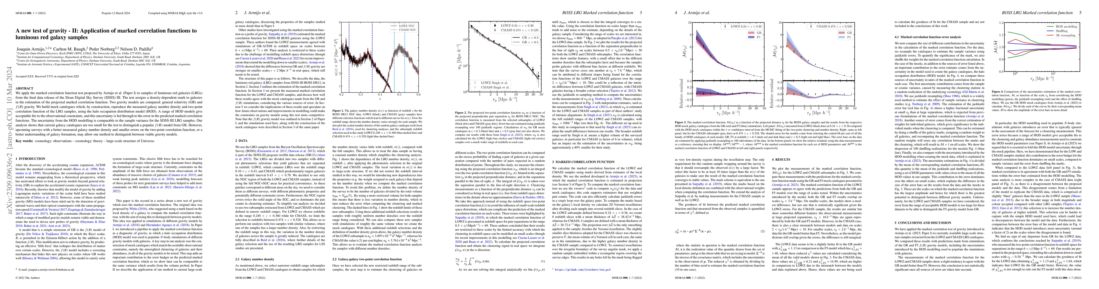 Thumbnail for A new test of gravity -- II: Application of marked correlation functions
  to luminous red galaxy samples