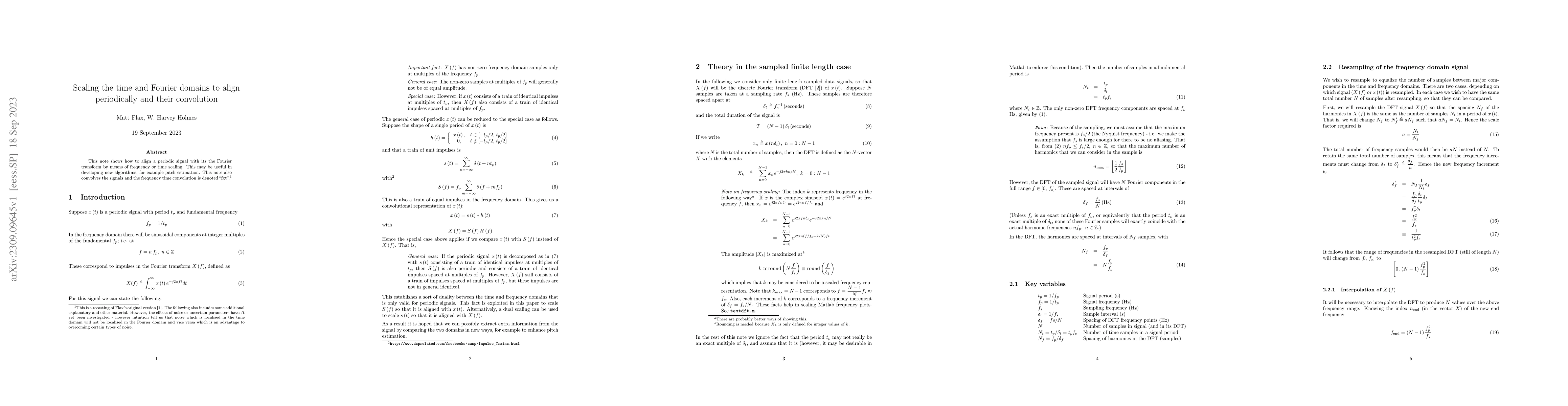 Thumbnail for Scaling the time and Fourier domains to align periodically and their
  convolution