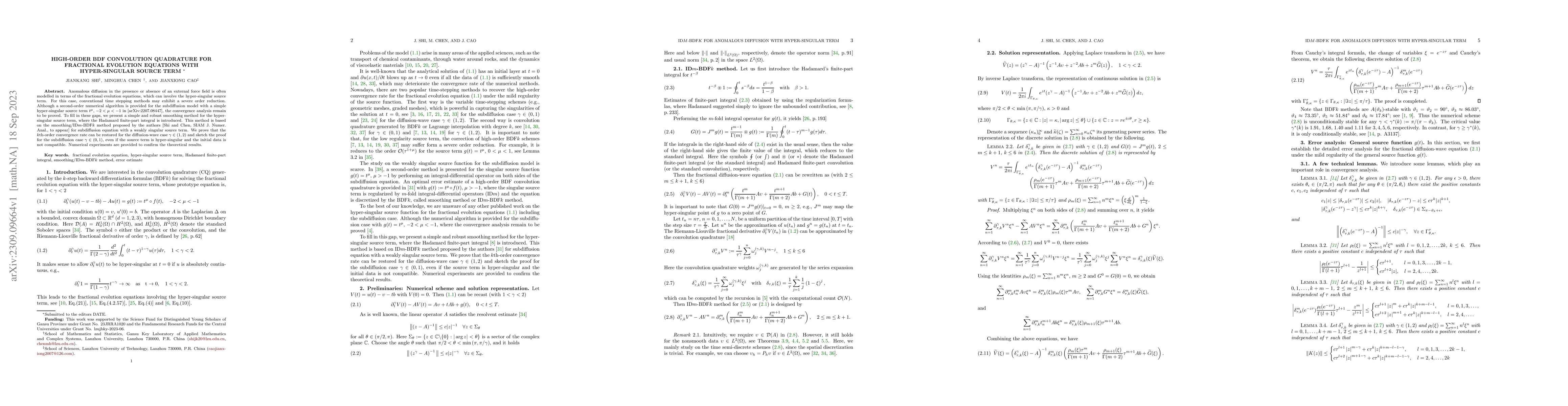 Thumbnail for High-order BDF convolution quadrature for fractional evolution equations
  with hyper-singular source term