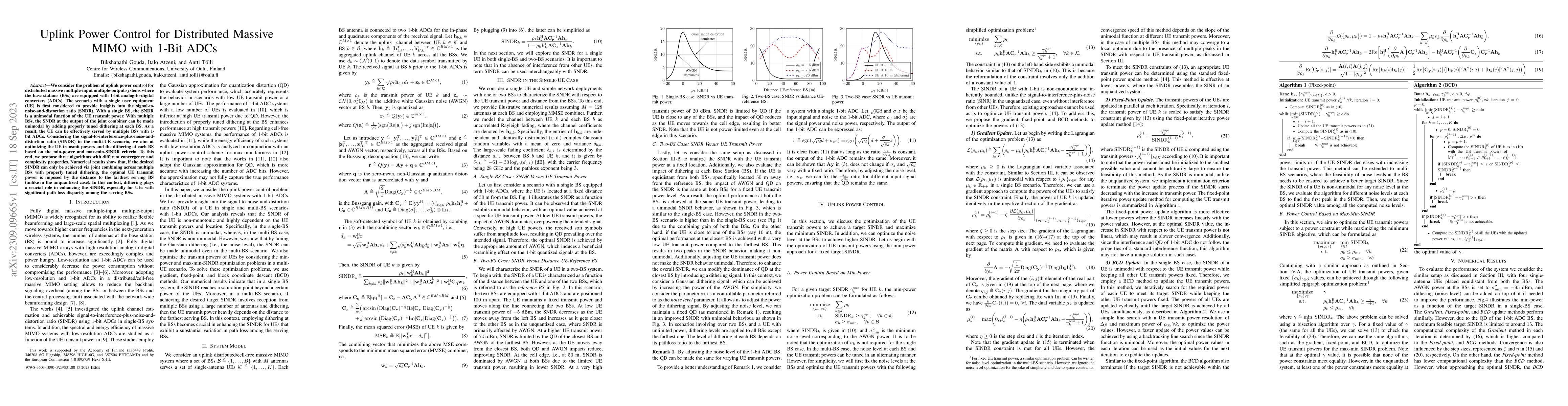 Thumbnail for Uplink Power Control for Distributed Massive MIMO with 1-Bit ADCs