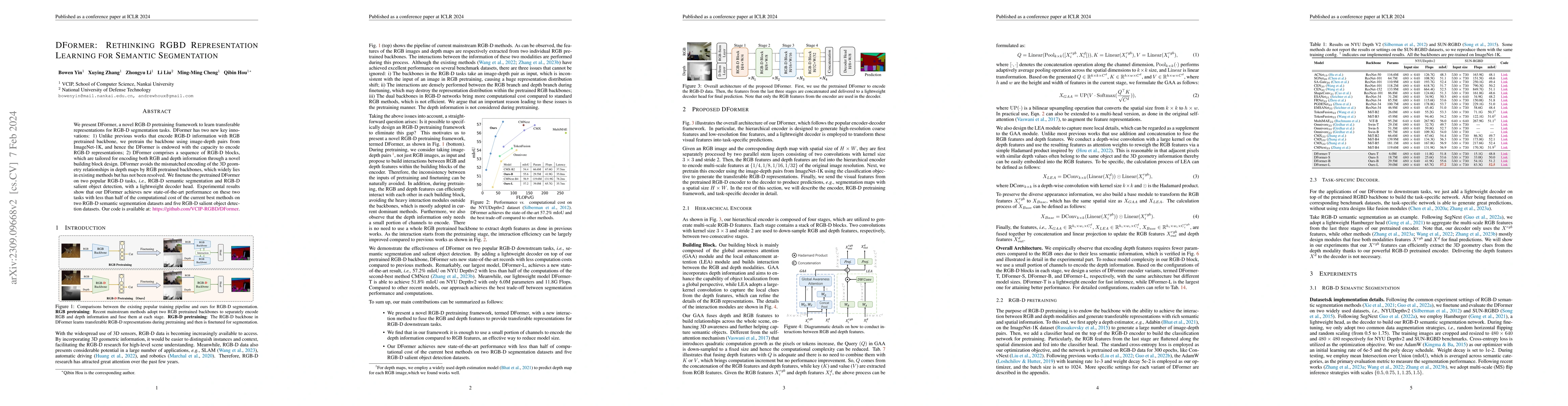 Thumbnail for DFormer: Rethinking RGBD Representation Learning for Semantic
  Segmentation