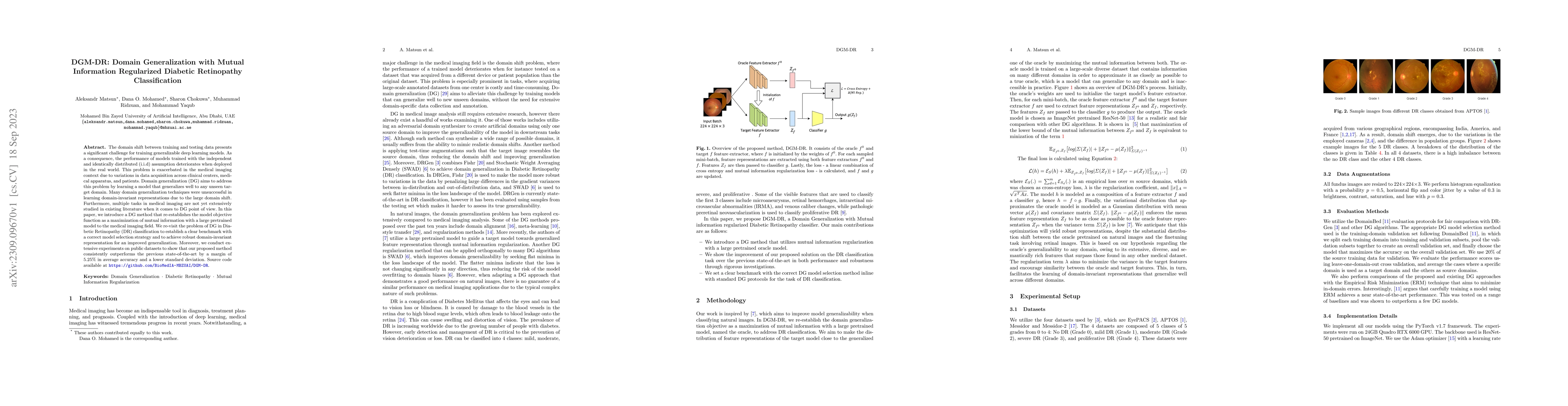Thumbnail for DGM-DR: Domain Generalization with Mutual Information Regularized
  Diabetic Retinopathy Classification