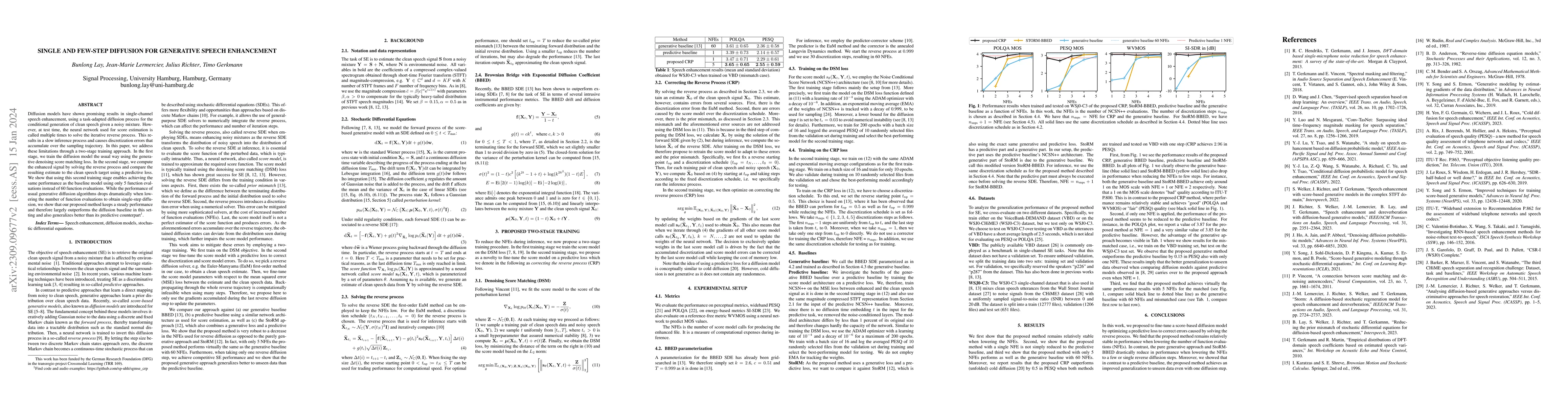 Thumbnail for Single and Few-step Diffusion for Generative Speech Enhancement