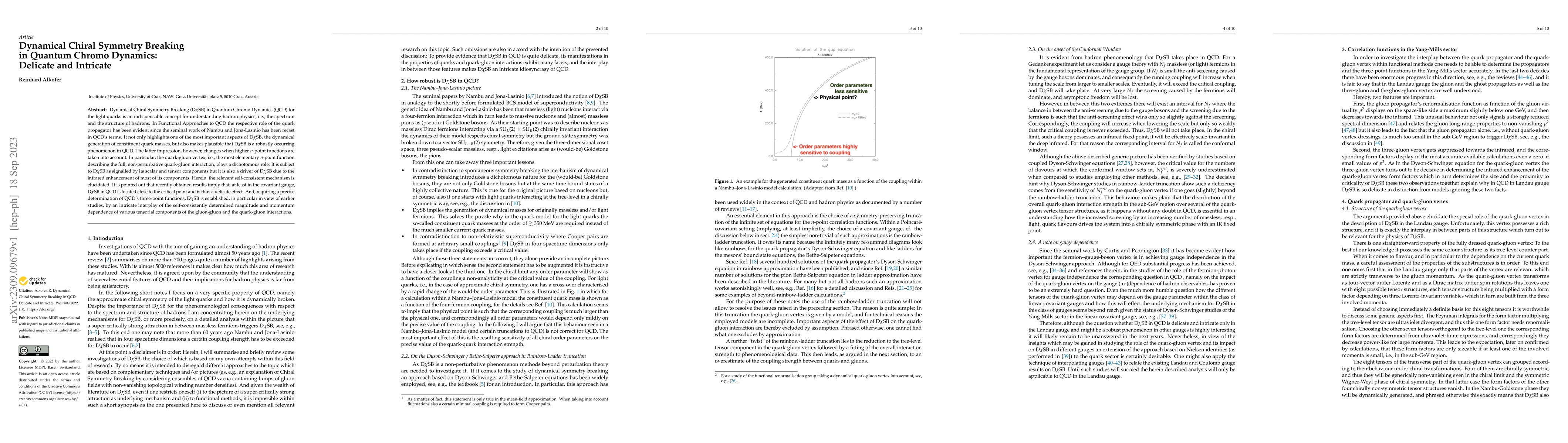 Thumbnail for Dynamical Chiral Symmetry Breaking in Quantum Chromo Dynamics: Delicate
  and Intricate
