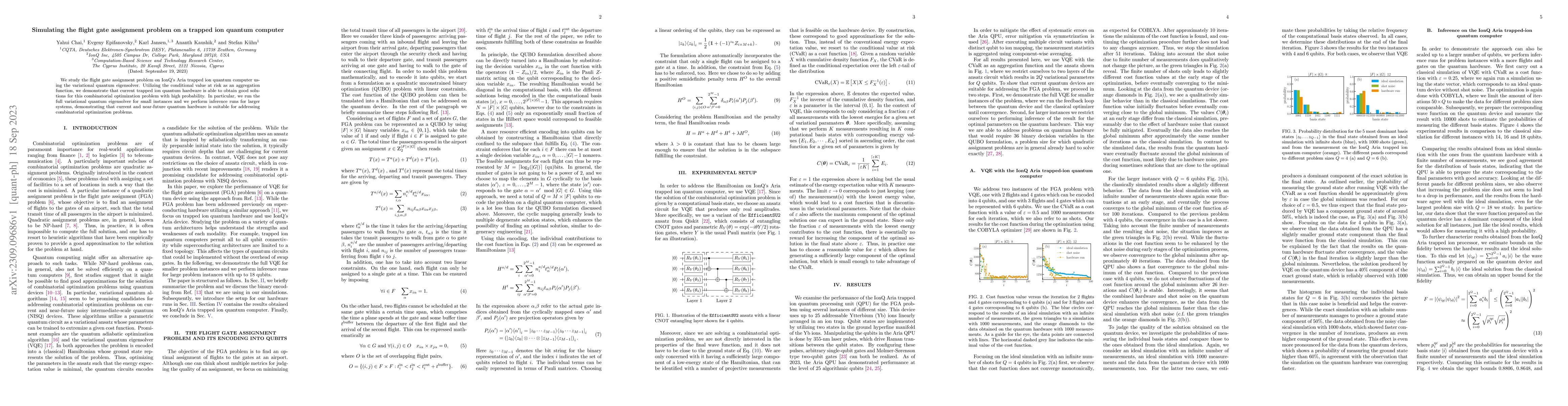 Thumbnail for Simulating the flight gate assignment problem on a trapped ion quantum
  computer