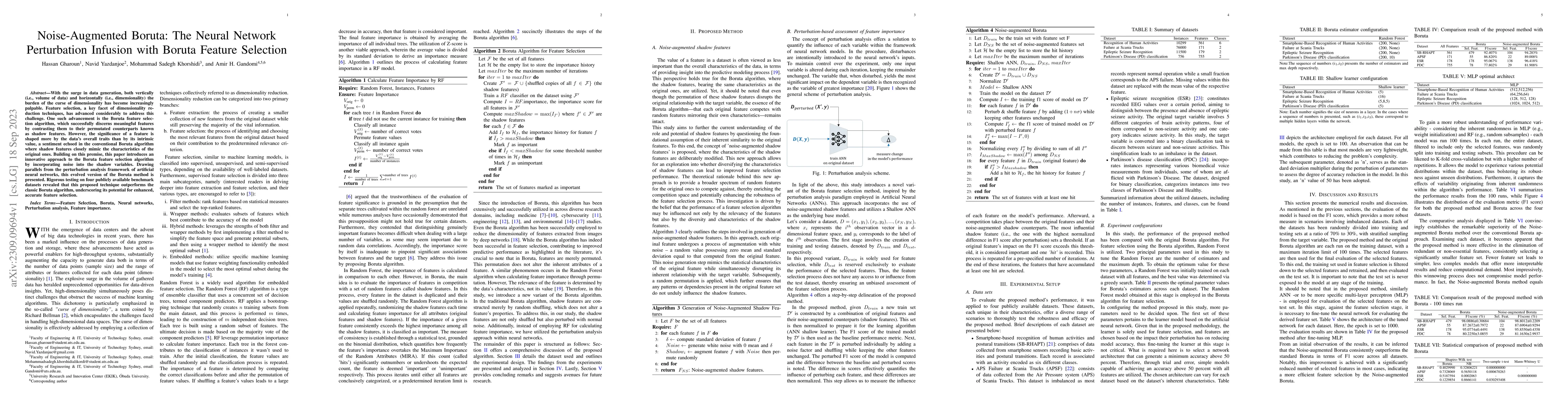 Thumbnail for Noise-Augmented Boruta: The Neural Network Perturbation Infusion with
  Boruta Feature Selection