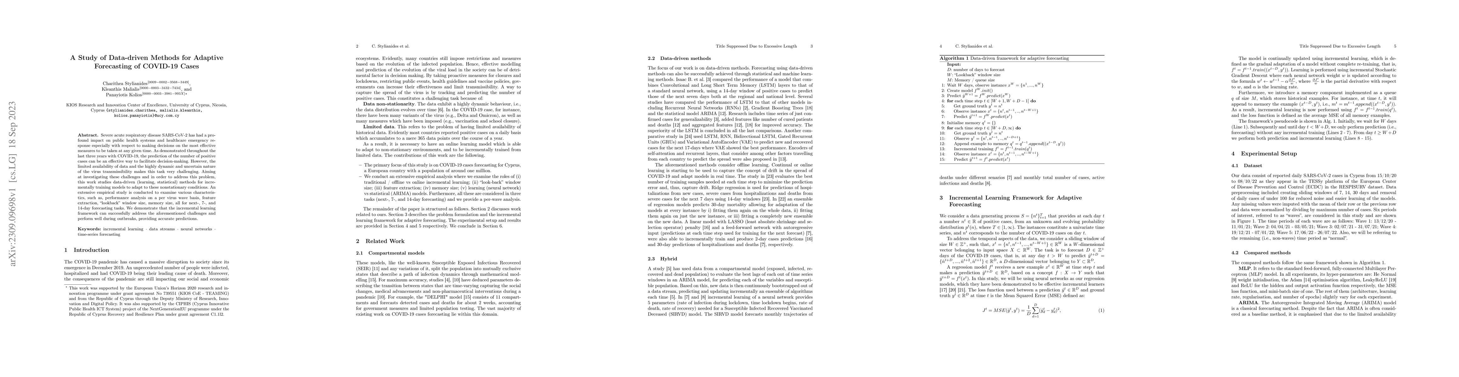 Thumbnail for A Study of Data-driven Methods for Adaptive Forecasting of COVID-19
  Cases