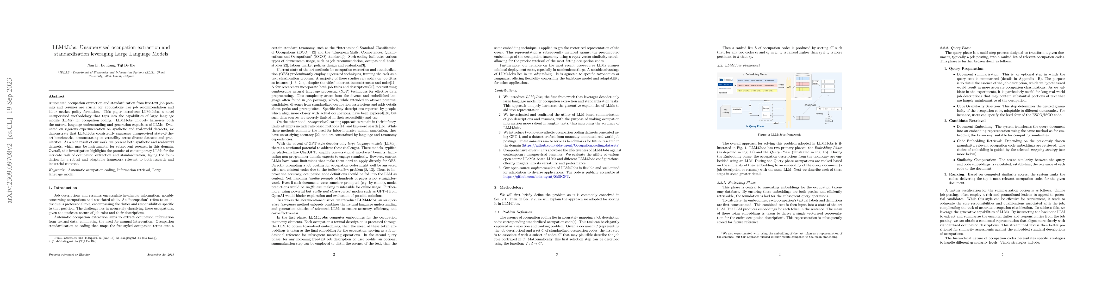 Thumbnail for LLM4Jobs: Unsupervised occupation extraction and standardization
  leveraging Large Language Models