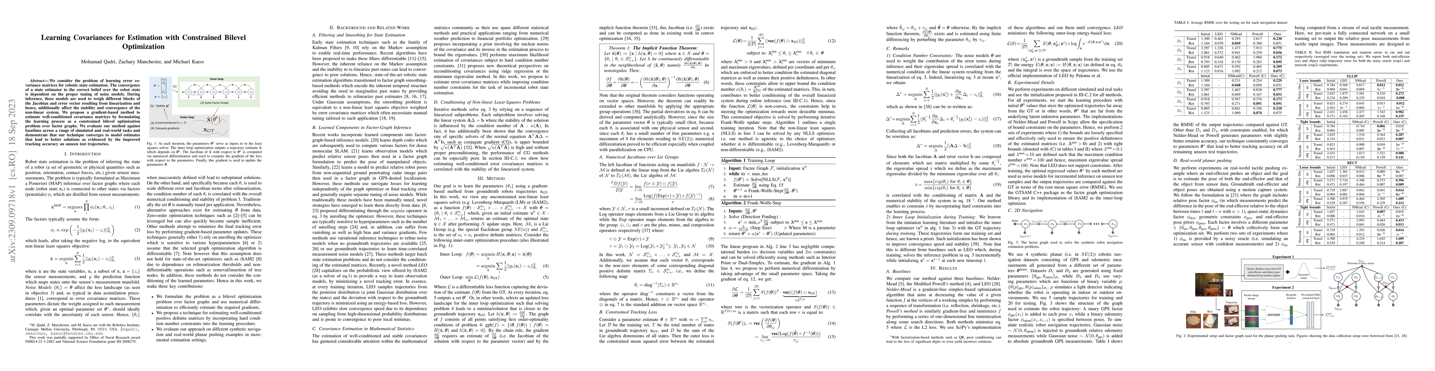 Thumbnail for Learning Covariances for Estimation with Constrained Bilevel
  Optimization