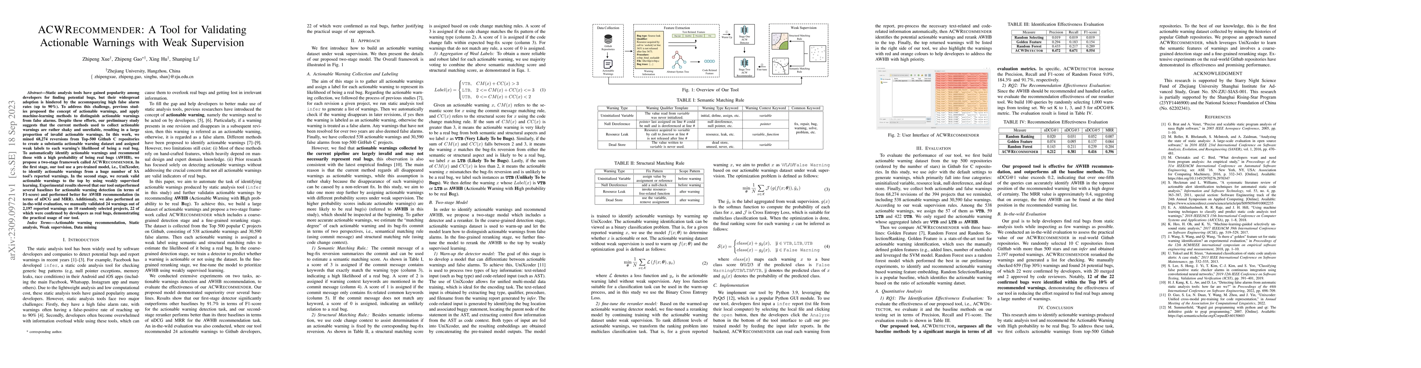Thumbnail for ACWRecommender: A Tool for Validating Actionable Warnings with Weak
  Supervision