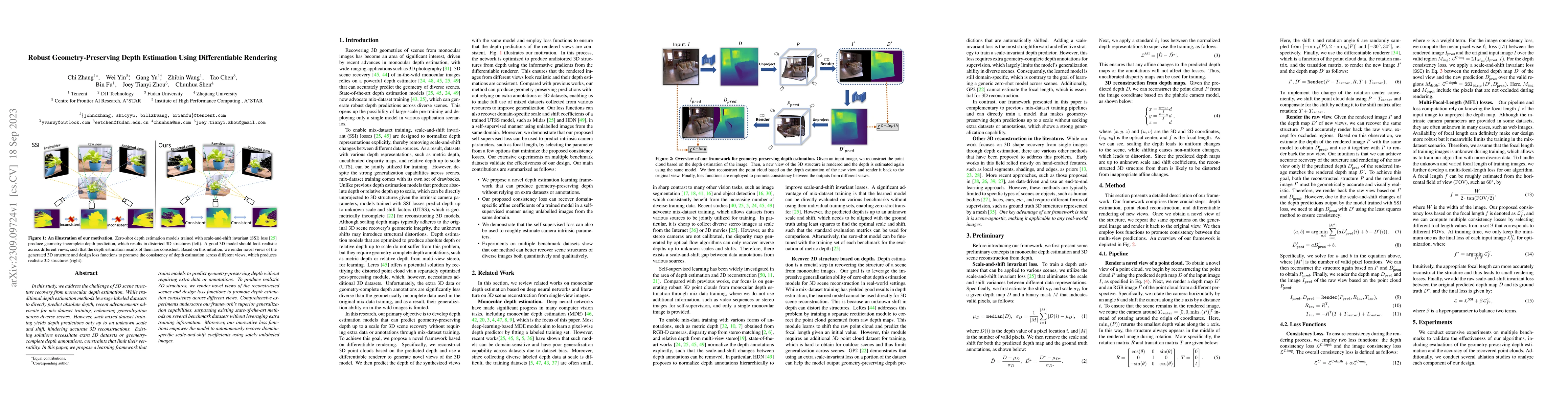 Thumbnail for Robust Geometry-Preserving Depth Estimation Using Differentiable
  Rendering