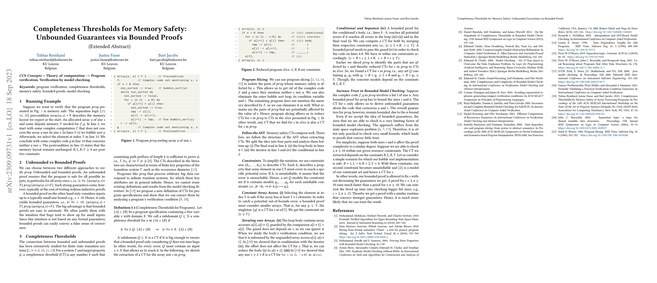 Thumbnail for Completeness Thresholds for Memory Safety: Unbounded Guarantees via
  Bounded Proofs (Extended Abstract)