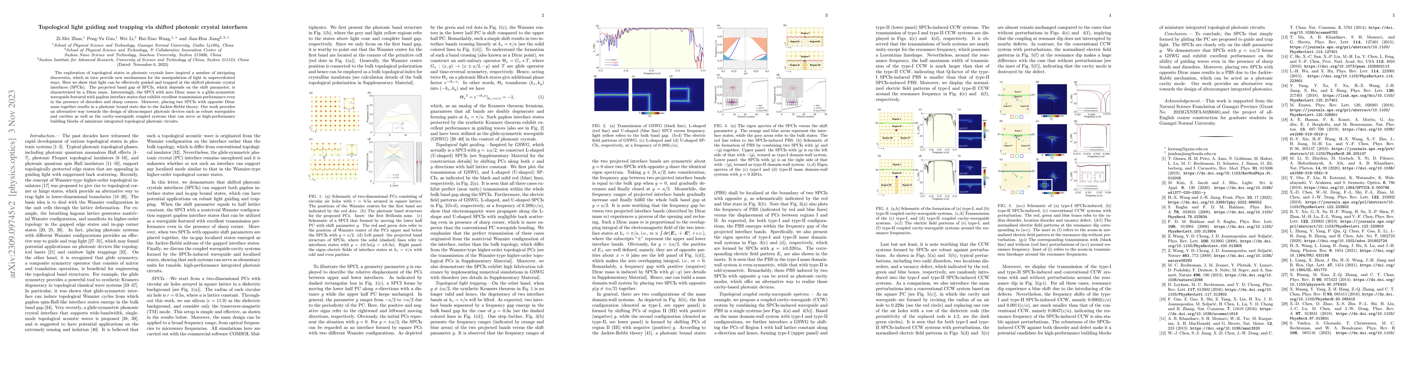 Thumbnail for Topological light guiding and trapping via shifted photonic crystal
  interfaces