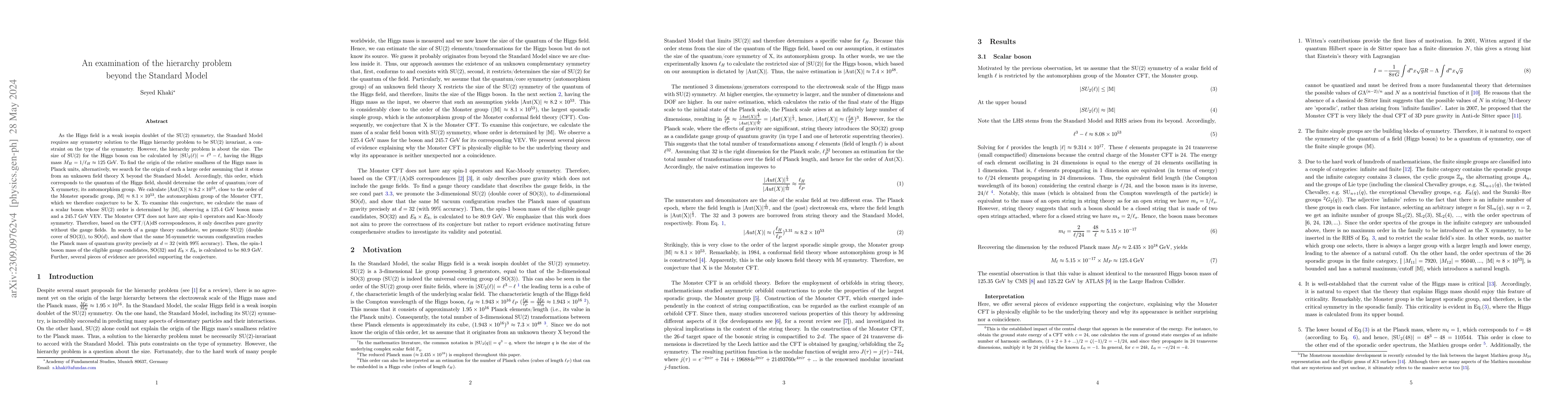 Thumbnail for An examination of the hierarchy problem beyond the Standard Model