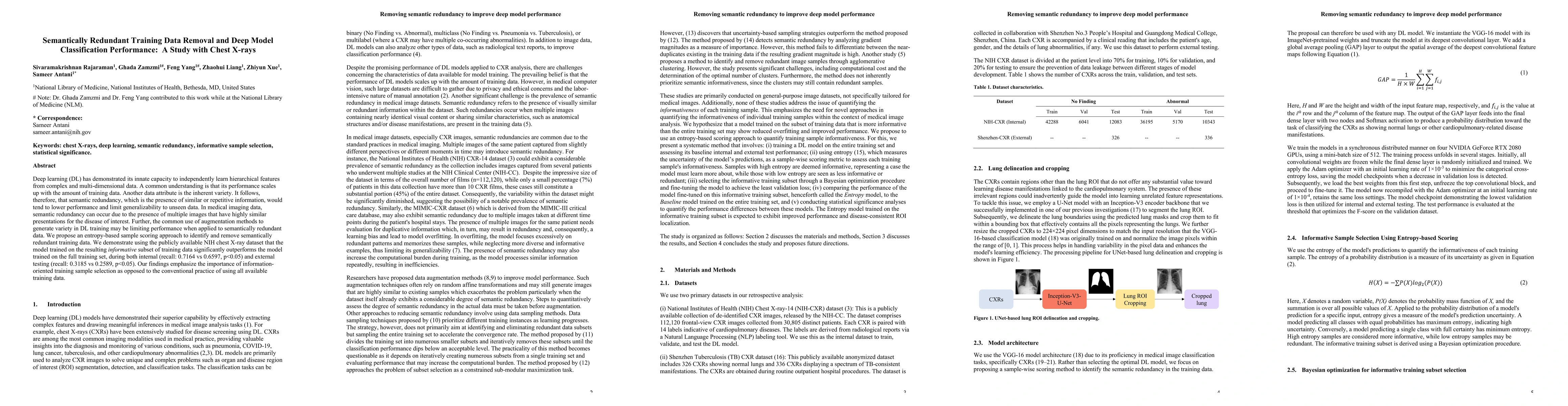 Thumbnail for Semantically Redundant Training Data Removal and Deep Model
  Classification Performance: A Study with Chest X-rays