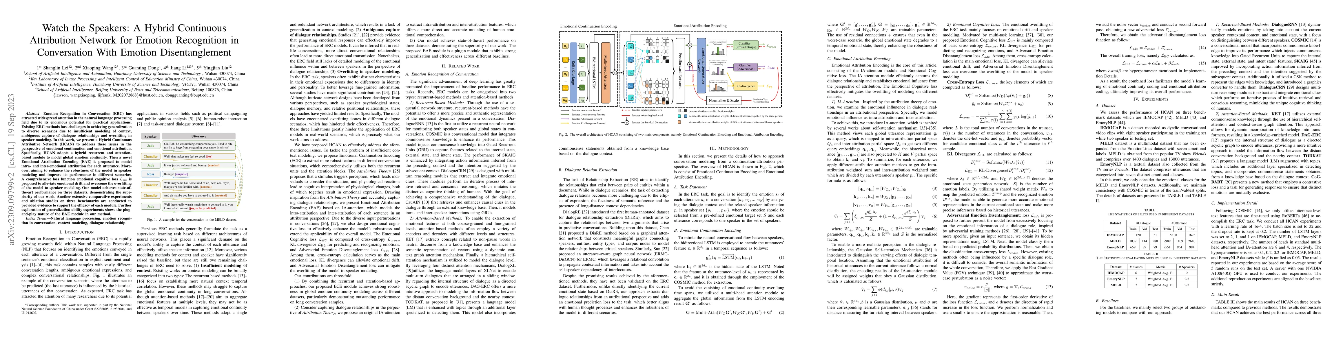 Thumbnail for Watch the Speakers: A Hybrid Continuous Attribution Network for Emotion
  Recognition in Conversation With Emotion Disentanglement
