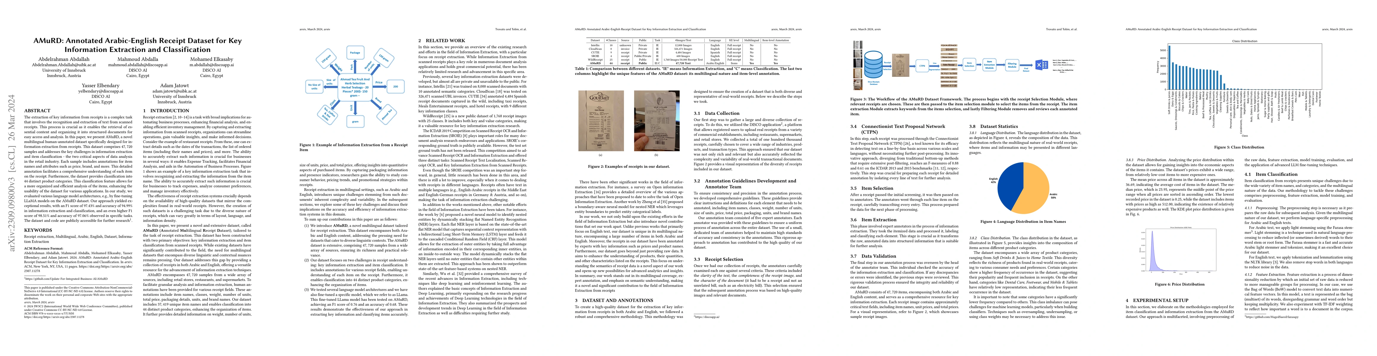 Thumbnail for AMuRD: Annotated Arabic-English Receipt Dataset for Key Information
  Extraction and Classification