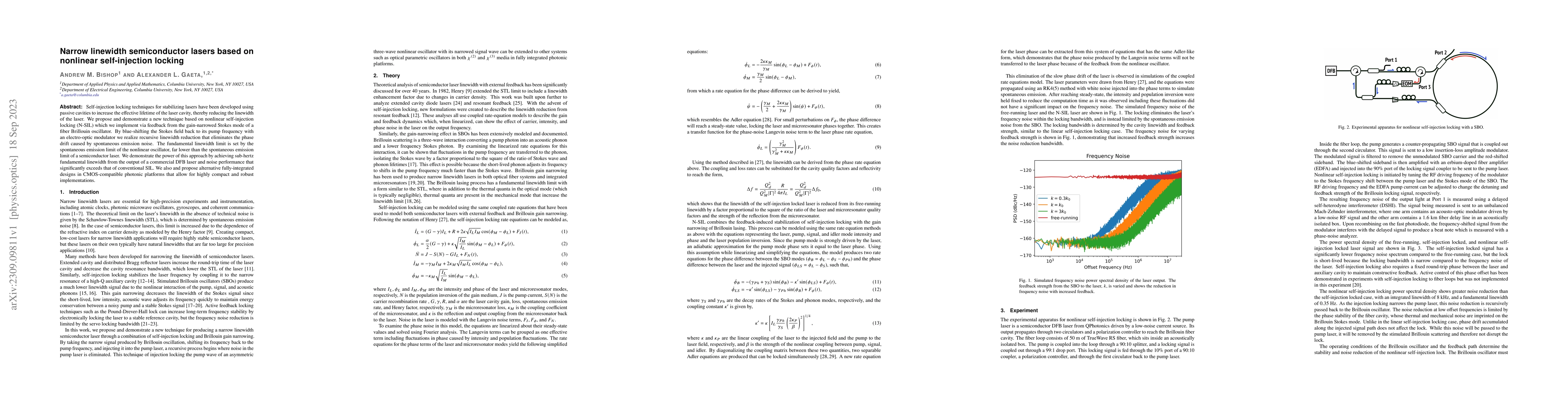 Thumbnail for Narrow linewidth semiconductor lasers based on nonlinear self-injection
  locking