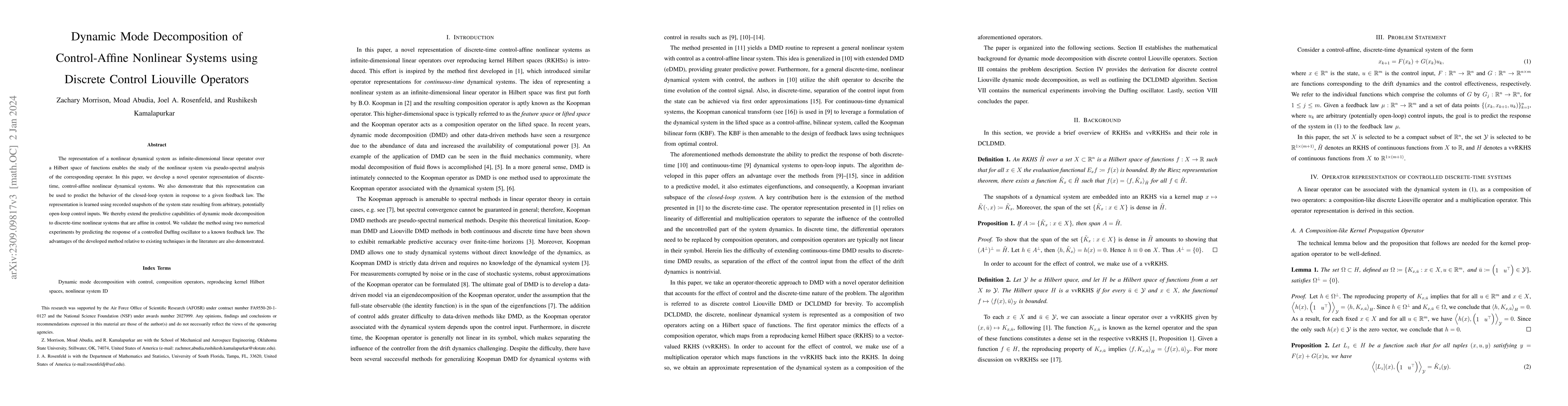 Thumbnail for Dynamic Mode Decomposition of Control-Affine Nonlinear Systems using
  Discrete Control Liouville Operators