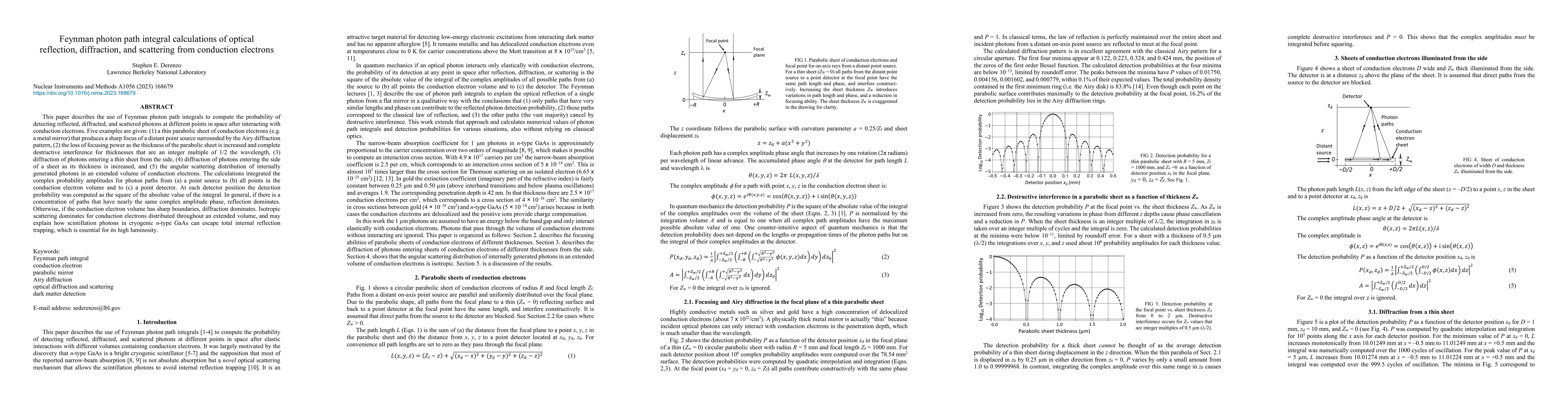 Thumbnail for Feynman photon path integral calculations of optical reflection,
  diffraction, and scattering from conduction electrons