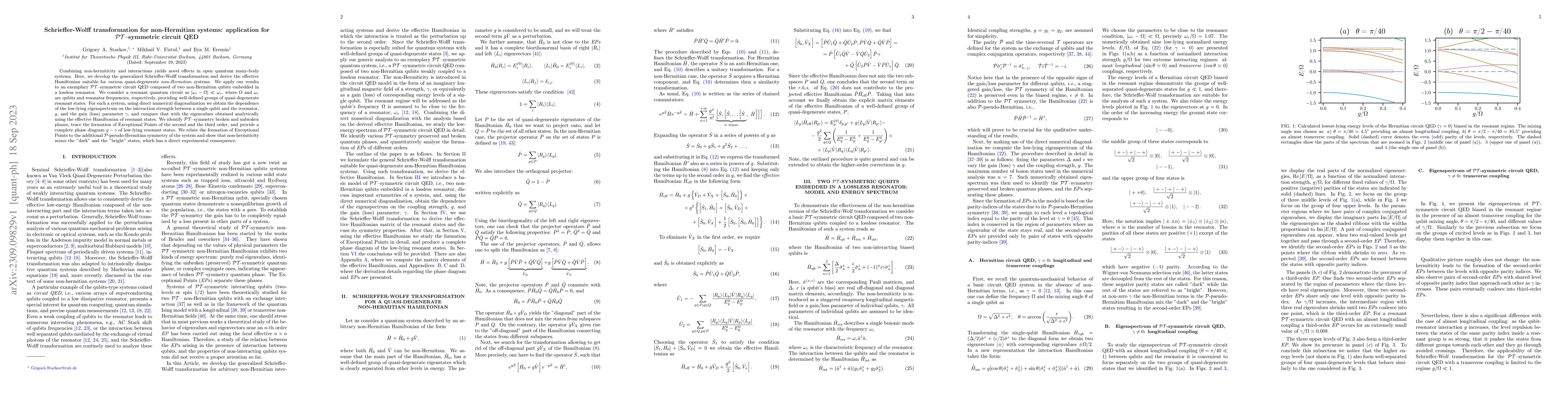 Thumbnail for Schrieffer-Wolff transformation for non-Hermitian systems: application
  for $\mathcal{PT}$-symmetric circuit QED