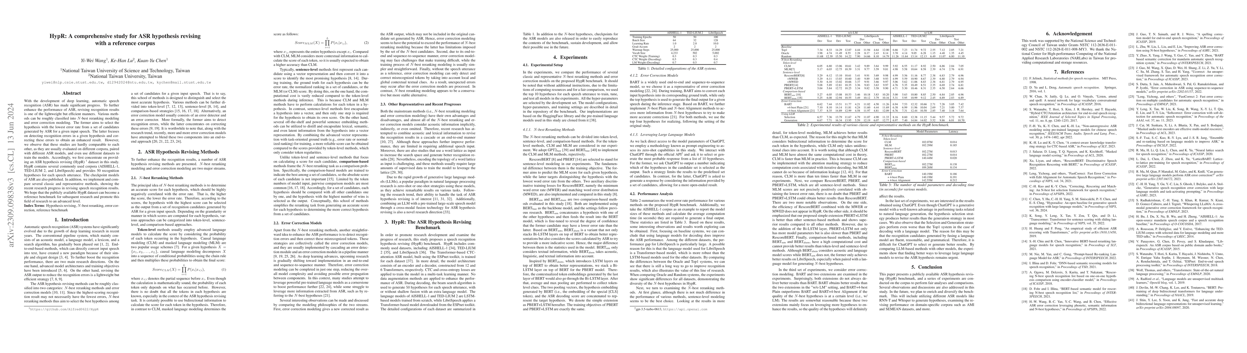 Thumbnail for HypR: A comprehensive study for ASR hypothesis revising with a reference
  corpus