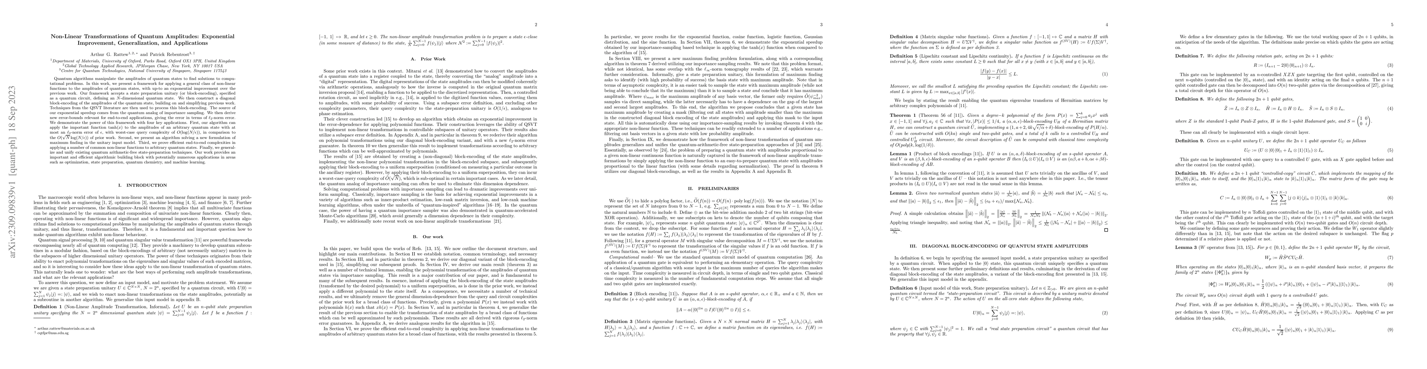 Thumbnail for Non-Linear Transformations of Quantum Amplitudes: Exponential
  Improvement, Generalization, and Applications