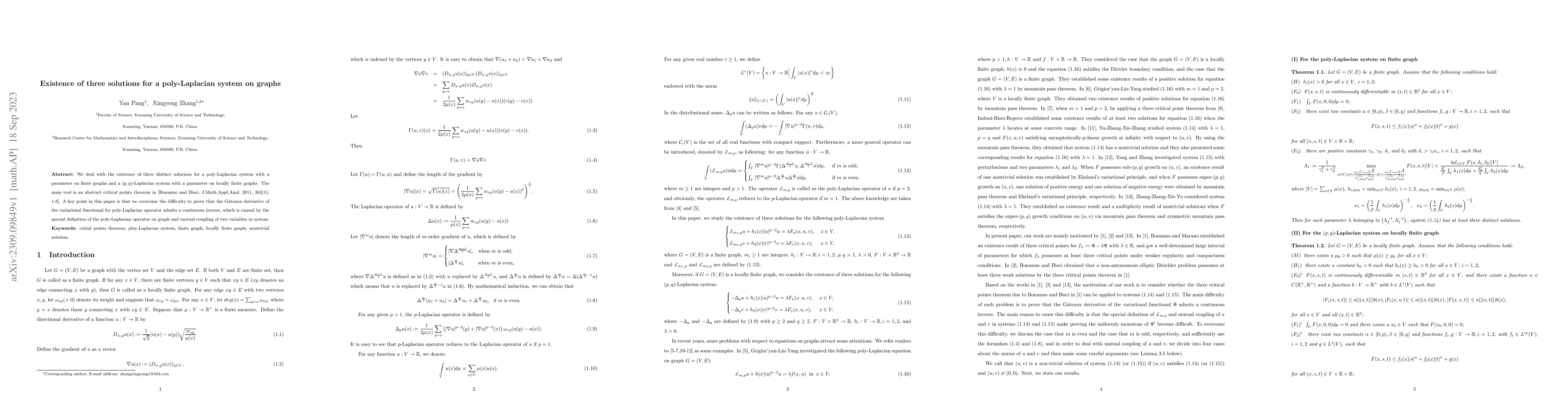 Thumbnail for Existence of three solutions for a poly-Laplacian system on graphs