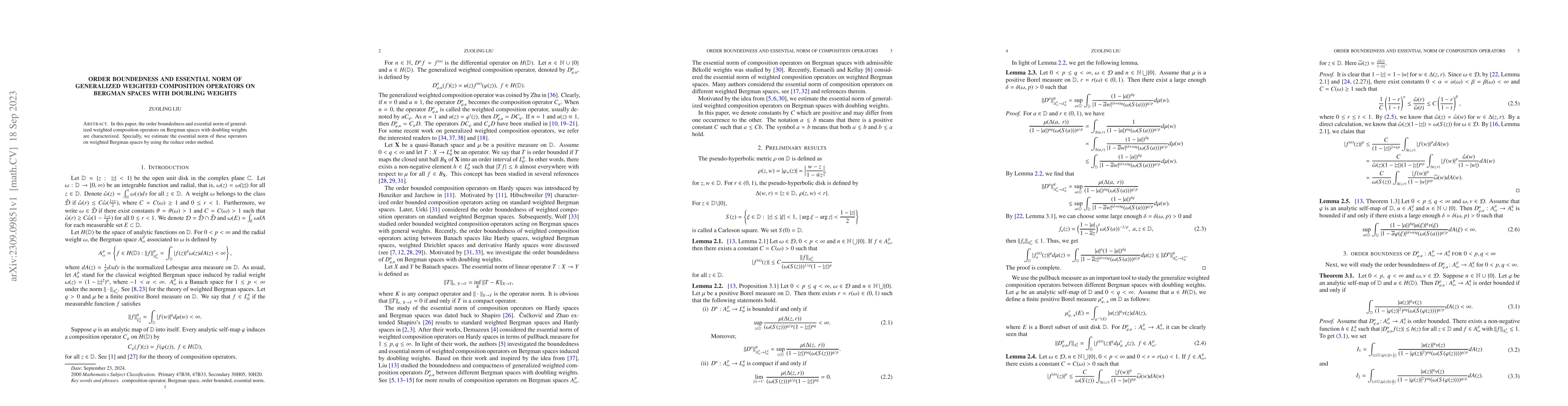 Thumbnail for order boundedness and essential norm of generalized weighted composition
  operators on Bergman spaces with doubling weights