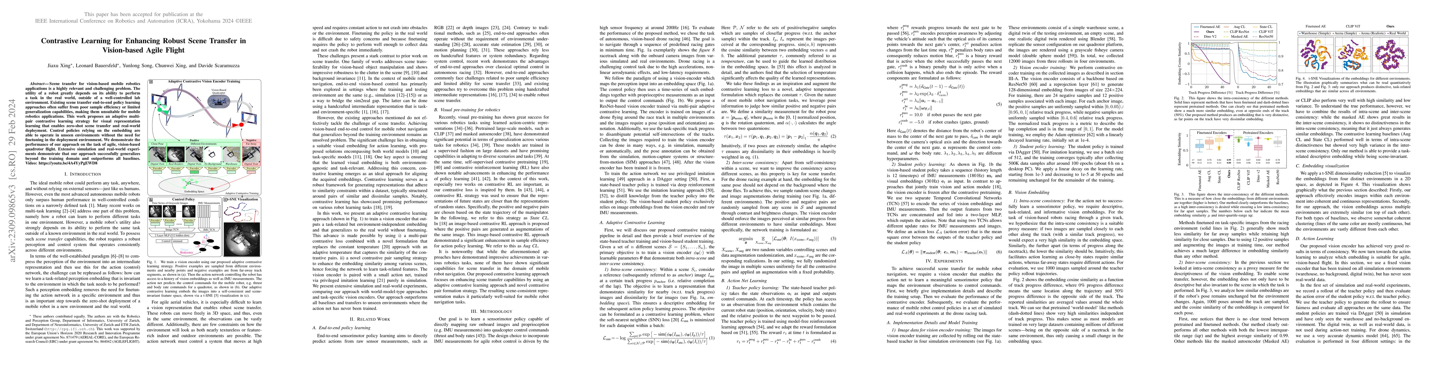 Thumbnail for Contrastive Learning for Enhancing Robust Scene Transfer in Vision-based
  Agile Flight