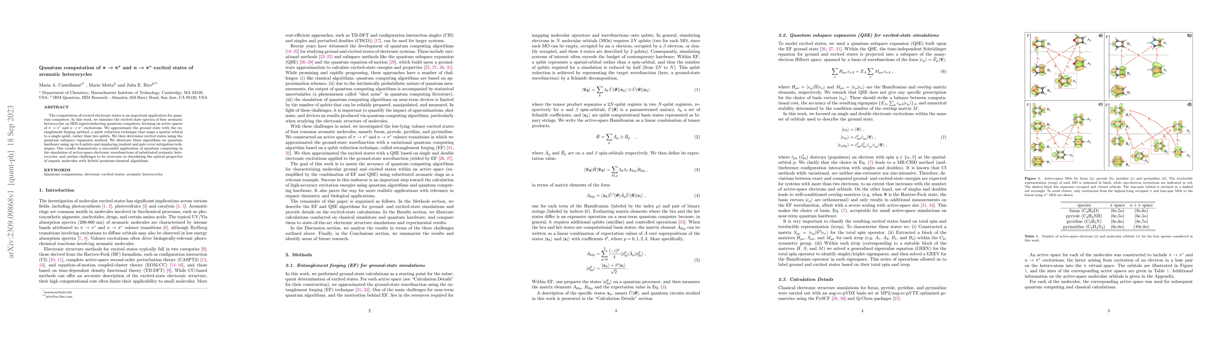 Thumbnail for Quantum computation of $\pi \to \pi^*$ and $n \to \pi^*$ excited states
  of aromatic heterocycles