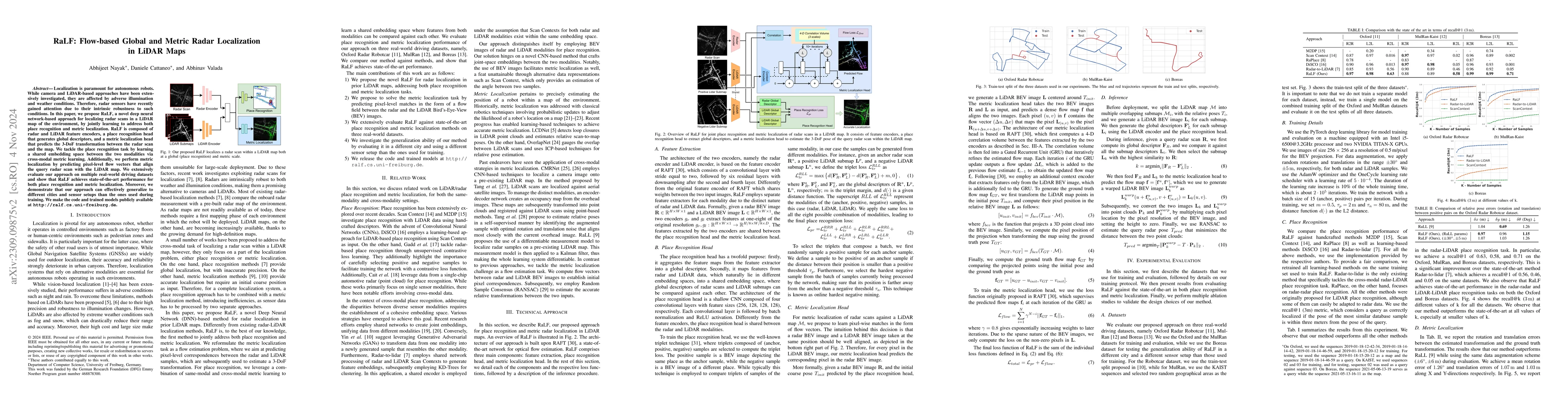 Thumbnail for RaLF: Flow-based Global and Metric Radar Localization in LiDAR Maps