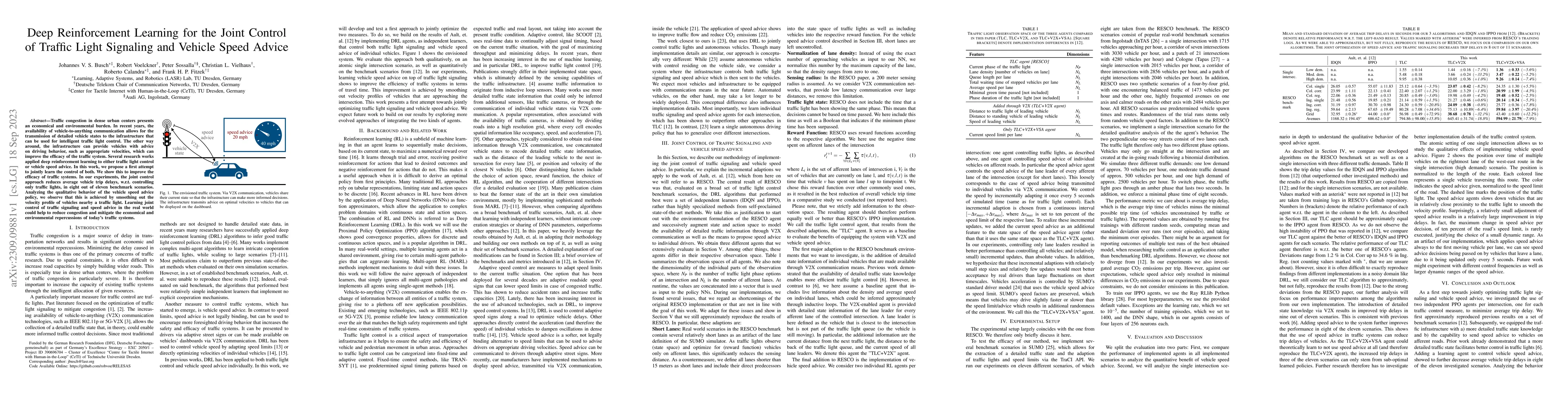 Thumbnail for Deep Reinforcement Learning for the Joint Control of Traffic Light
  Signaling and Vehicle Speed Advice