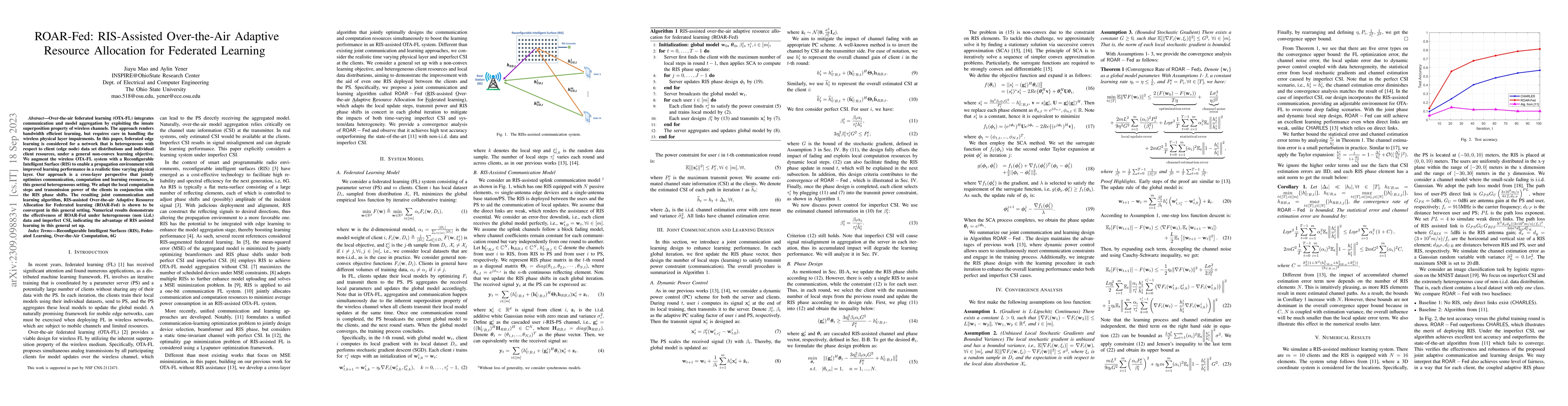Thumbnail for ROAR-Fed: RIS-Assisted Over-the-Air Adaptive Resource Allocation for
  Federated Learning