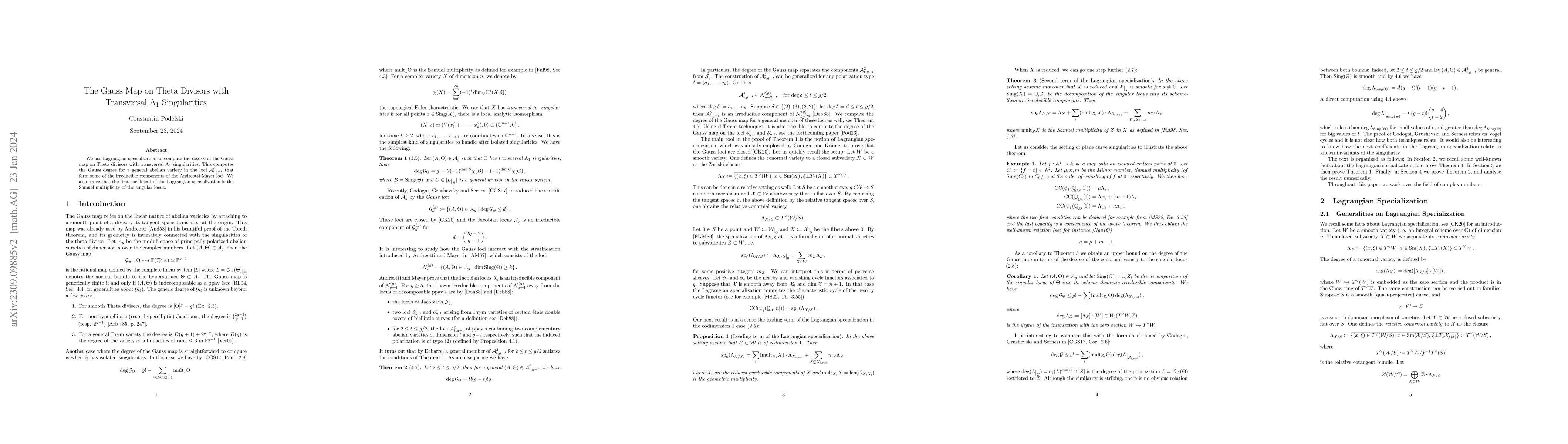 Thumbnail for The Gauss Map on Theta Divisors with Transversal $\mathrm{A}_1$
  Singularities