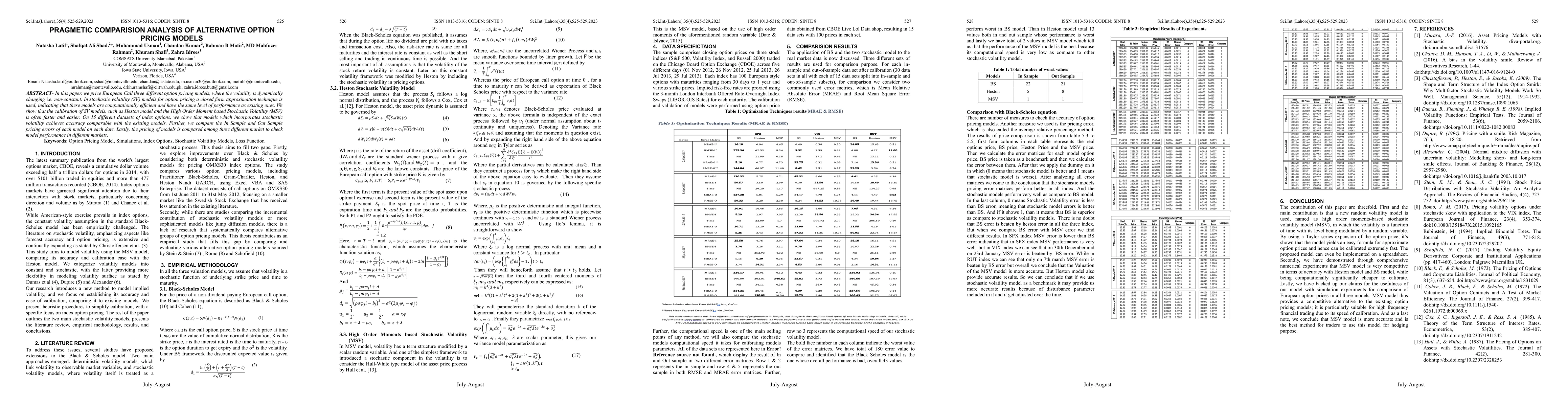 Thumbnail for Pragmatic Comparison Analysis of Alternative Option Pricing Models