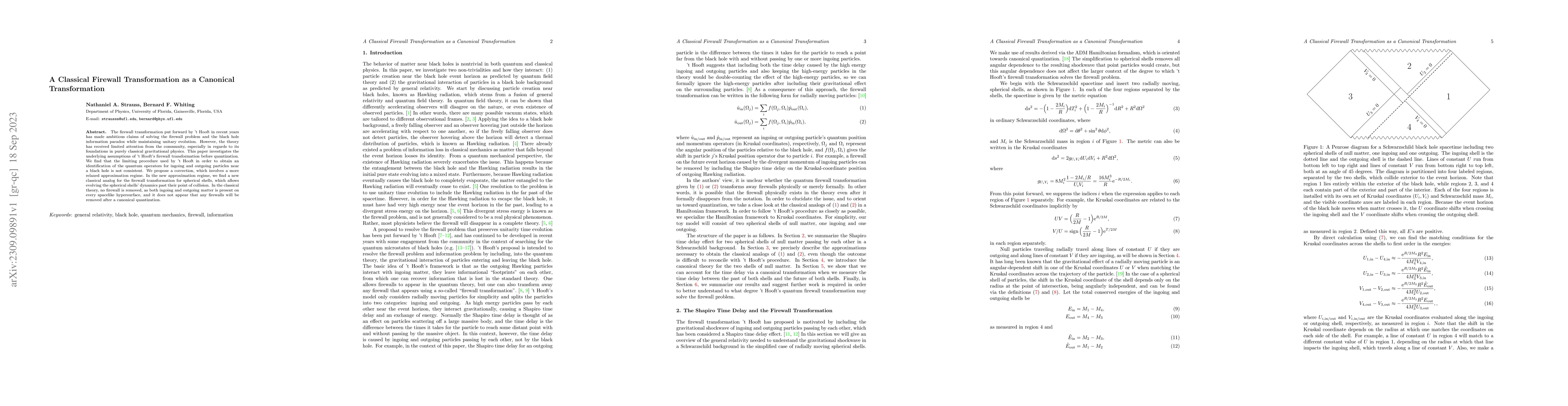 Thumbnail for A Classical Firewall Transformation as a Canonical Transformation