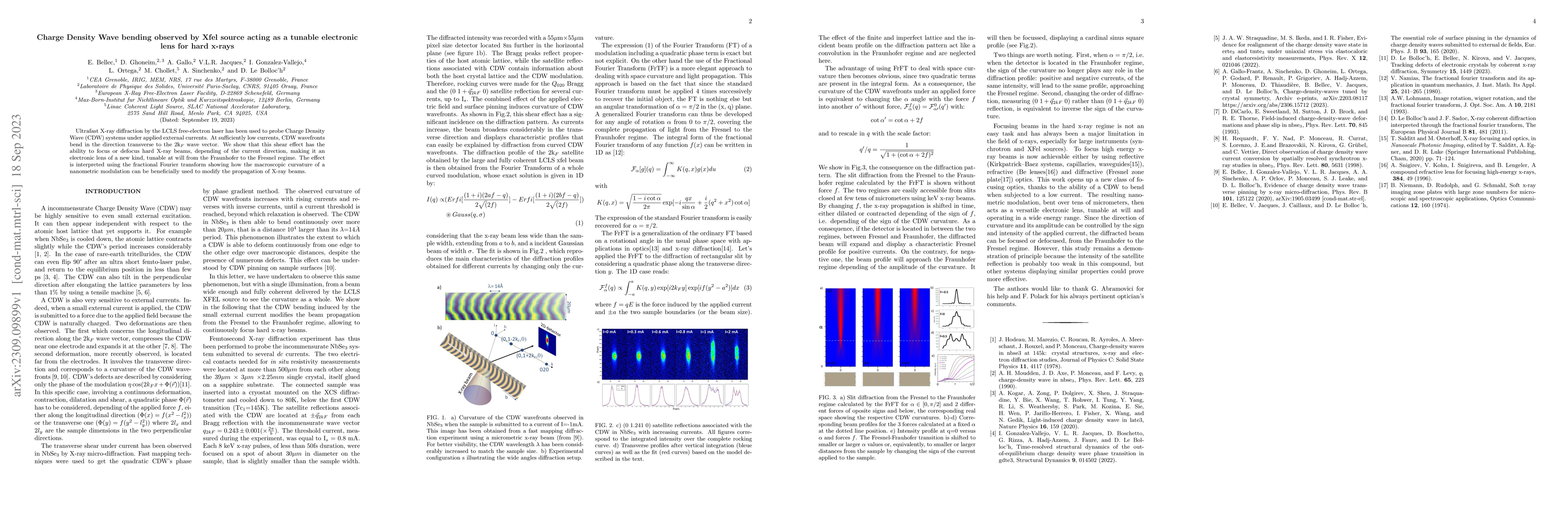 Thumbnail for Charge Density Wave bending observed by Xfel source acting as a tunable
  electronic lens for hard x-rays