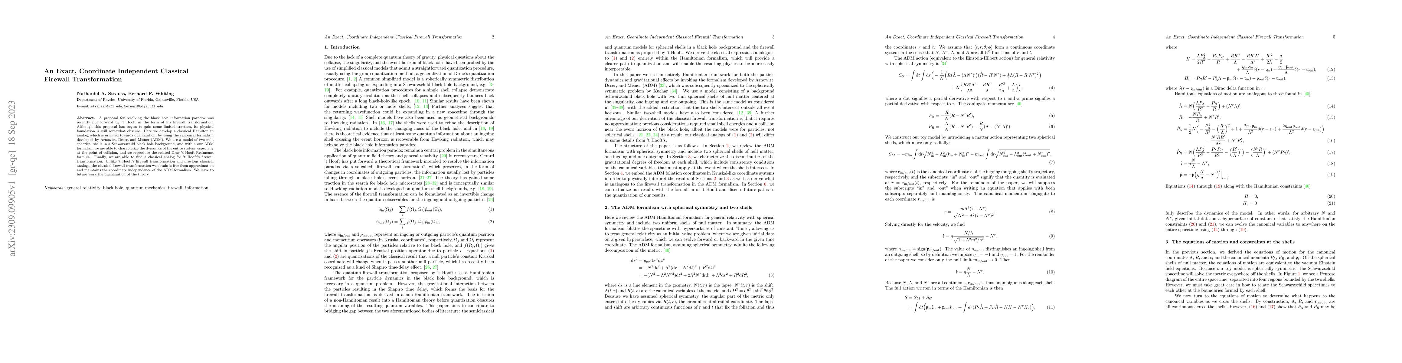 Thumbnail for An Exact, Coordinate Independent Classical Firewall Transformation
