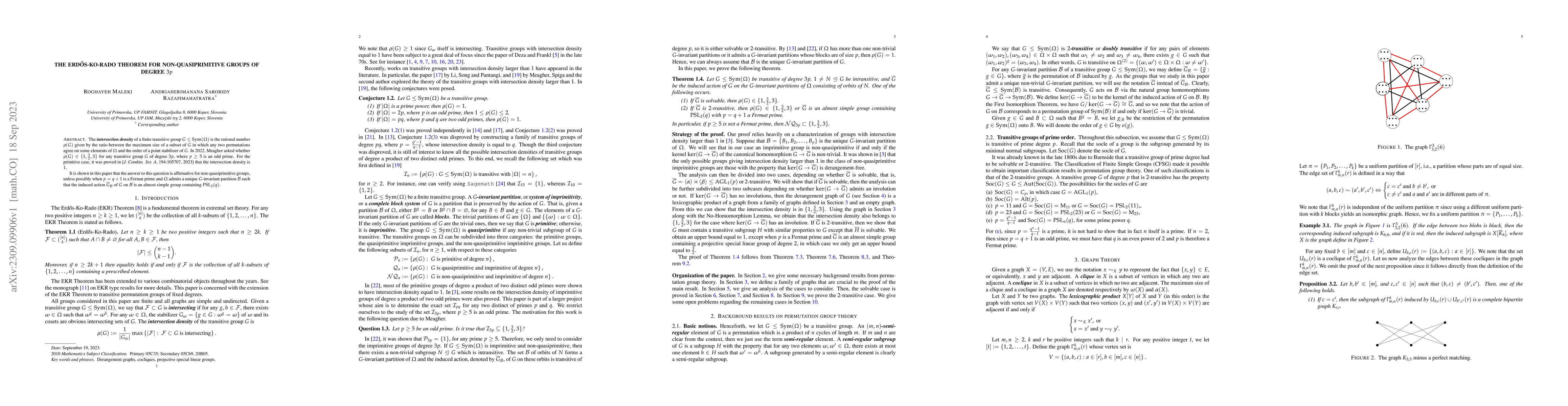 Thumbnail for The Erd\H{o}s-Ko-Rado Theorem for non-quasiprimitive groups of degree
  $3p$