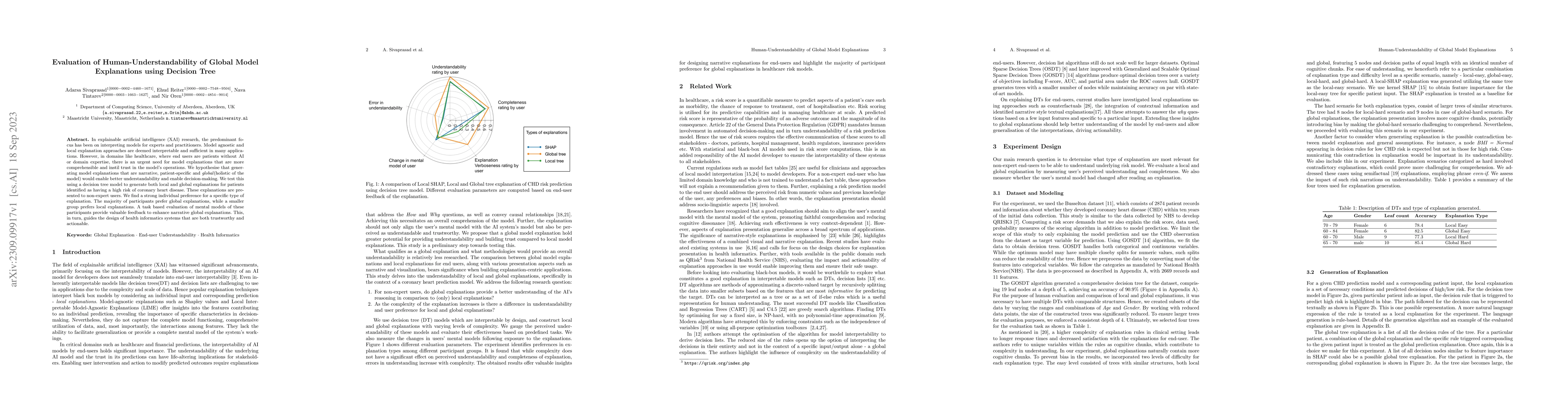 Thumbnail for Evaluation of Human-Understandability of Global Model Explanations using
  Decision Tree